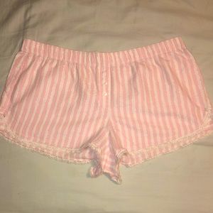 Victoria’s Secret Pink White Silver Striped Pajama Shorts Size Large